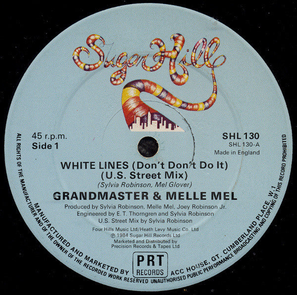 Grandmaster & Melle Mel – White Lines (Don't Don't Do It) (U.S. Street Mix) (Lyntone Recordings Ltd. Pressing)