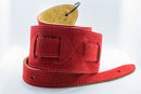 Leather Guitar Strap - Suede Comfy - Red