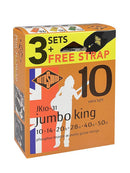Rotosound Jumbo King 10-50 3 Pack & Free Strap